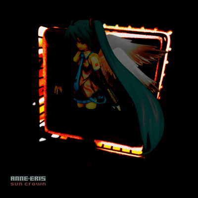 A winged Hatsune Miku doll stepping through a glowing square.